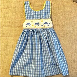Smocked dolphin dress, size 4